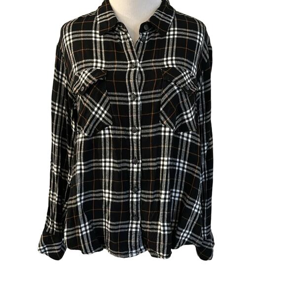 Sanctuary Boyfriend Plaid Flannel Button Down Shirt - Picture 1 of 7